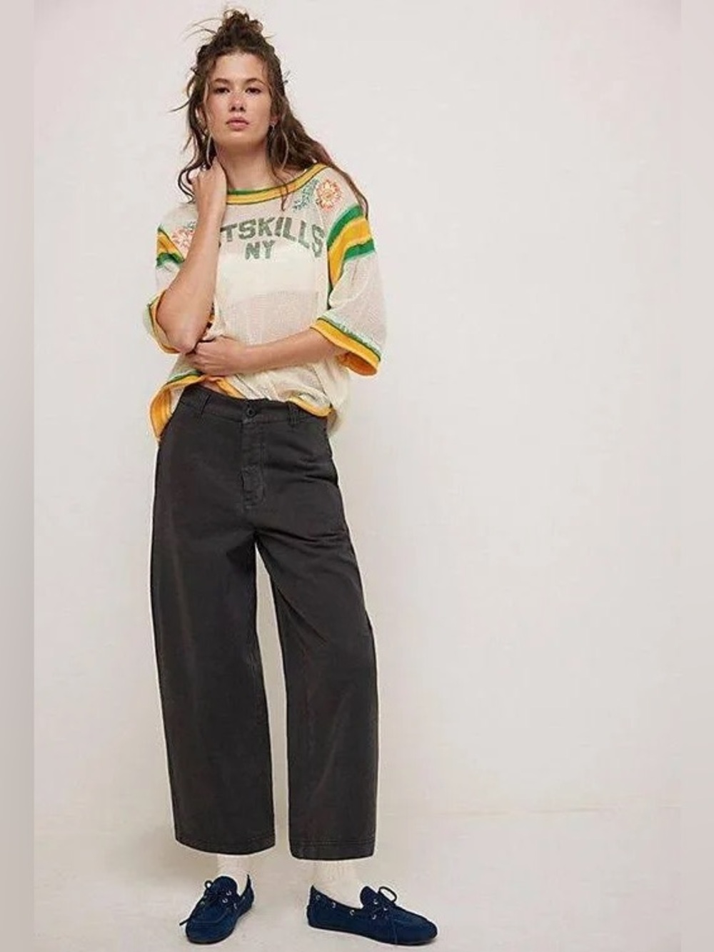NWT FREE PEOPLE WE THE FREE Lay Down Chino Trousers | Washed Black MSRP $98